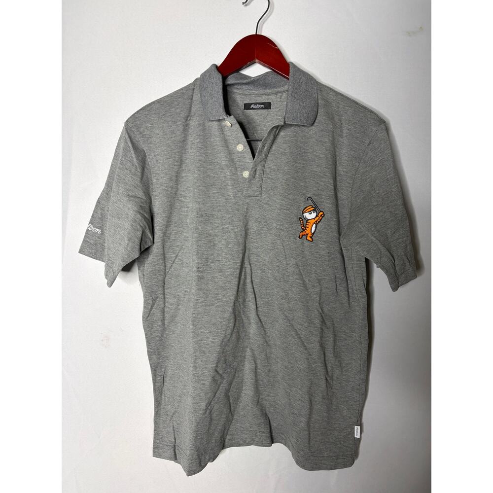 Malbon Golf Tiger Buckets Grey Polo Shirt sz S.